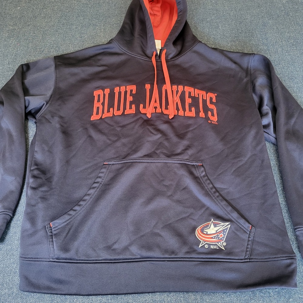 Knights Apparel NHL Columbus Blue Jackets Hoodie Navy Blue Red Mens Large 42/44